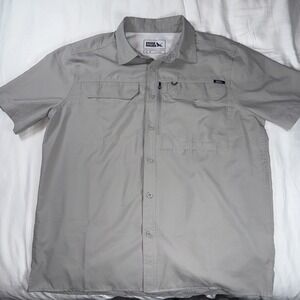 Eddie Bauer NWOT‎ Men's Grey Vented Outdoor Fishing Button Up Shirt Size Medium